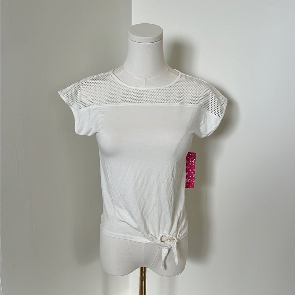 NWT White Mesh Detail Fabkids (Fabletics) Top